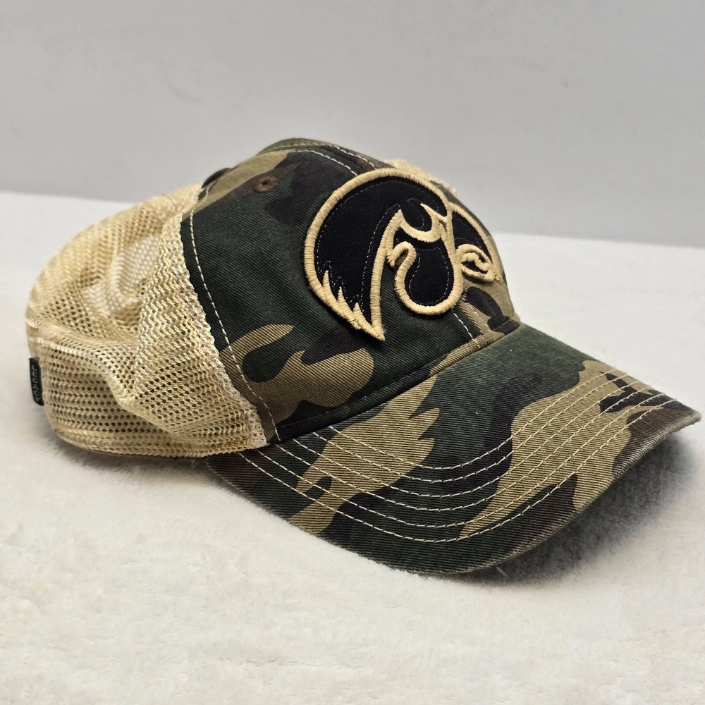 Legacy Iowa Hawkeyes Camo Trucker Hat Mesh Snapback Cap NCAA Gorpcore OSFM